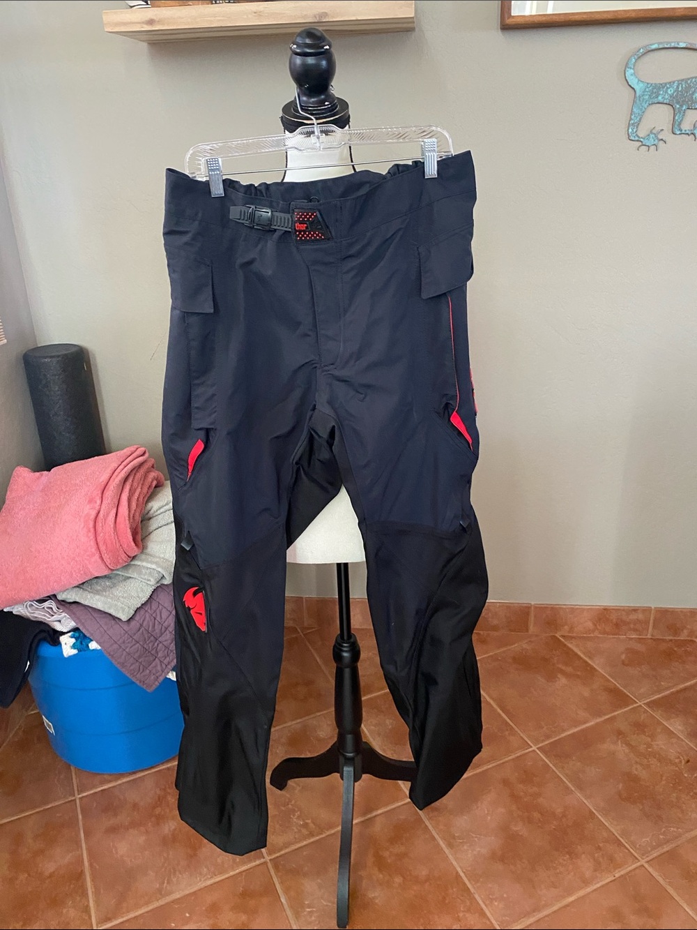 Thor Ride Black Men’s Pants with Red Accents